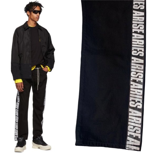 NWOT ARIES ARISE Side Stripe TIE SHOE LACE JEANS - Picture 4 of 7